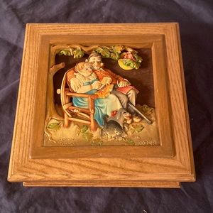 RARE Vintage Schmid Norman Rockwell wooden jewelry musical box